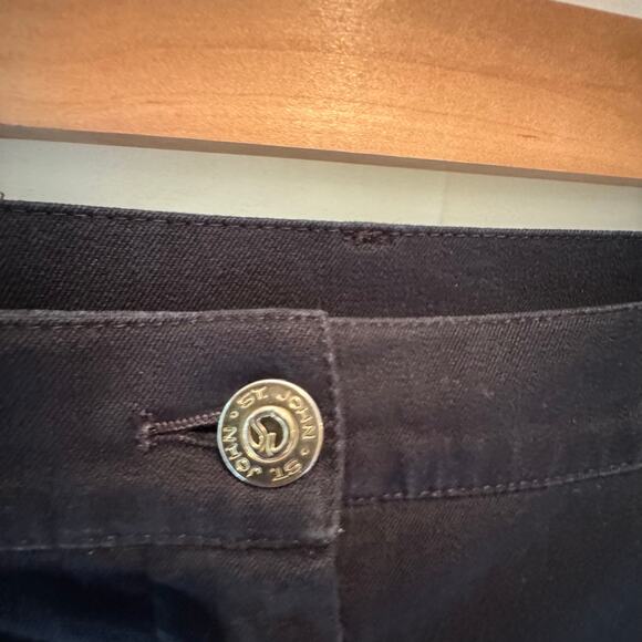 St John Sport by Marie Grey Women’s 10 Black Pants Gold Toned High Waist Stretch - Picture 11 of 13